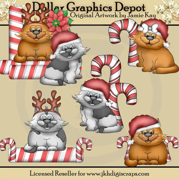 Kitty Claws ama los bastones de caramelo - Clipart
