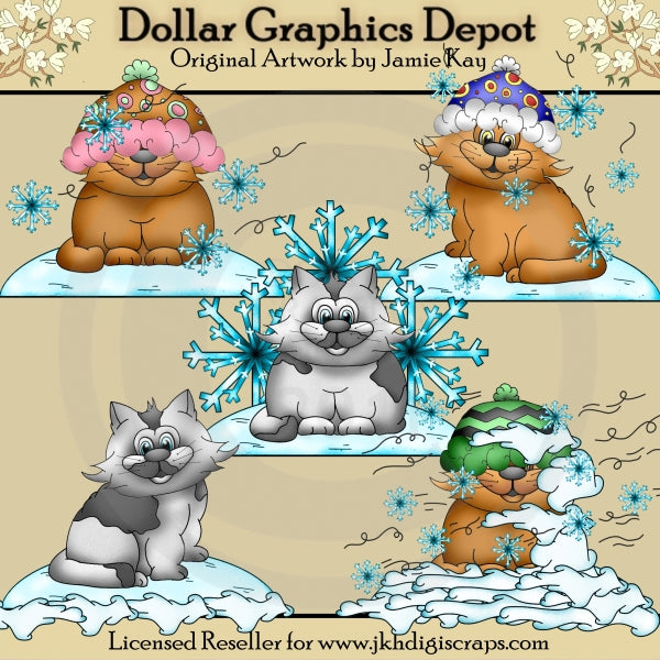 Gli artigli del gattino amano l'inverno - ClipArt