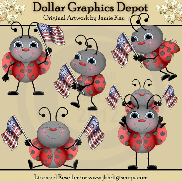 Lady Liberty Bugs - Clip Art