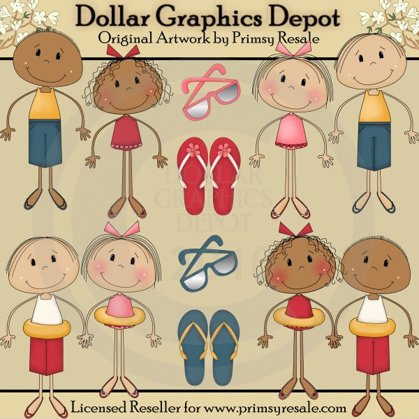 Lilly y Landon nadando - Clipart