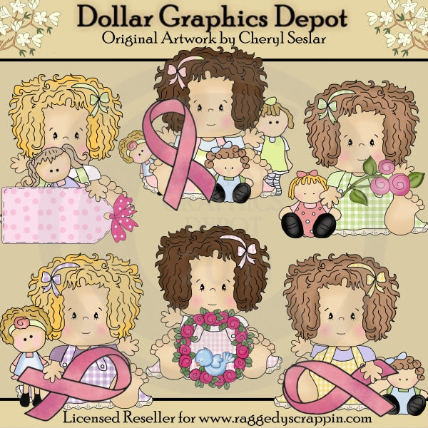 Pequeña Audrey - Concientización sobre el cáncer de mama - Clipart