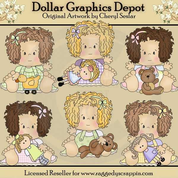 La Pequeña Audrey Ama A Sus Muñecas - Clipart