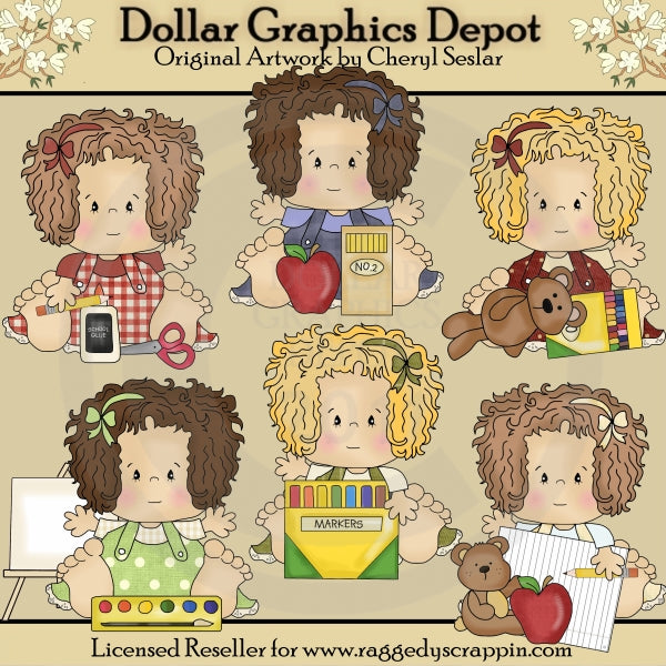 A la pequeña Audrey le encanta la escuela - Clipart