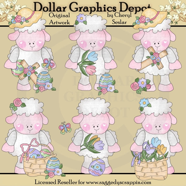 Little Lambs - Easter Blessings - Clip Art