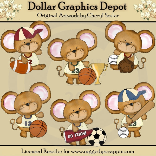 Little Mouse - Team Players - Clip Art