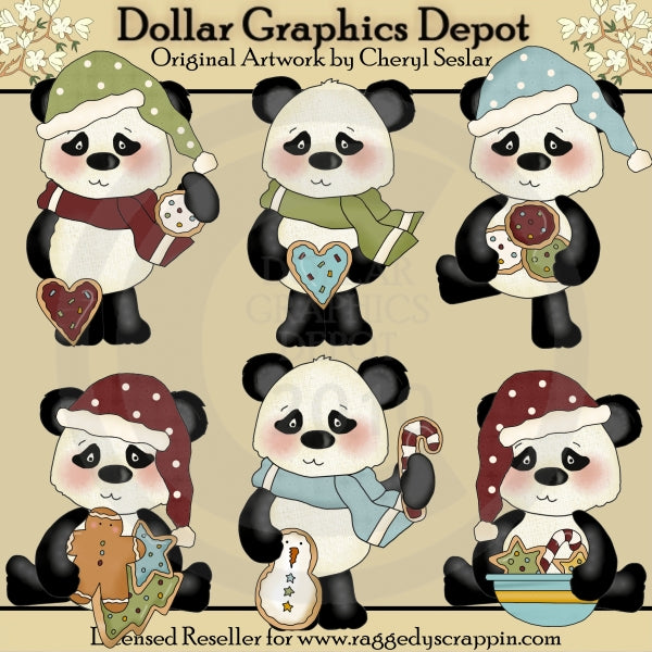 Piccoli orsetti panda - Biscotti d'amore - ClipArt