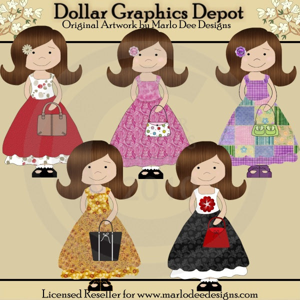 Little Purse Girls - Clip Art