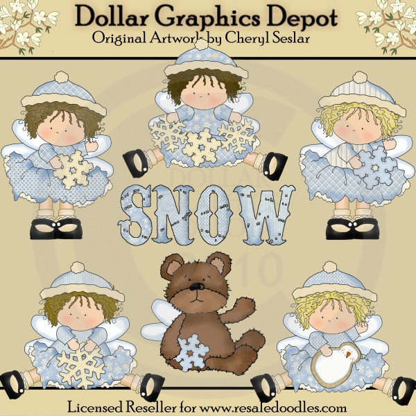 Pequeñas Bellezas De Ángeles De Nieve - Clipart