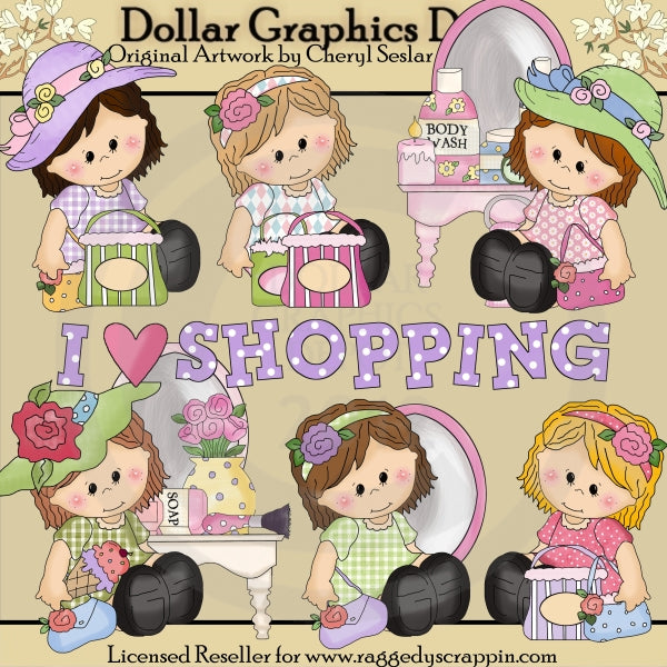 Pequeña Sophie - Le encanta comprar - Clipart