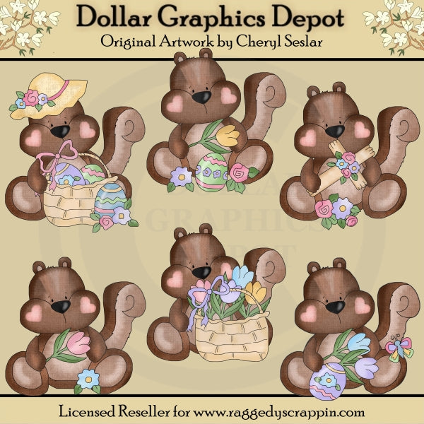 Pequeñas Ardillas - Pascua - Clipart