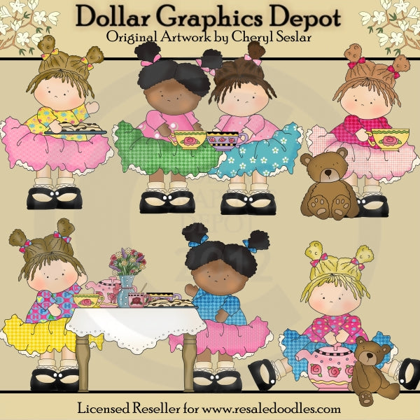 Pequeñas Bellezas De La Fiesta Del Té - Clipart