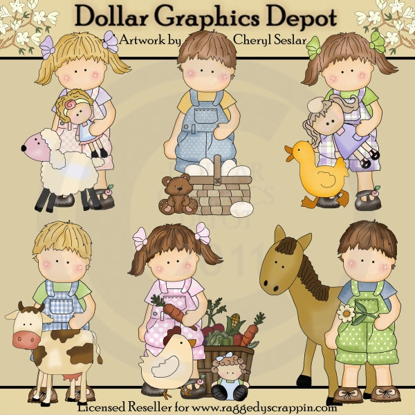 Maggie y Mikey - En la granja - Clipart