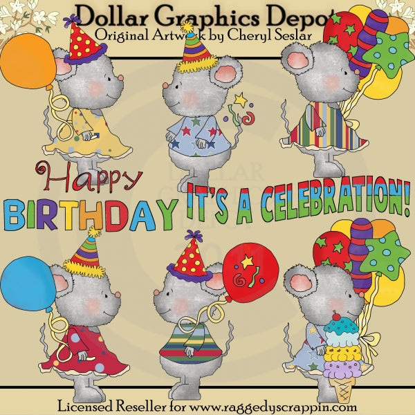 Max y Maude - Cumpleaños brillante - Clipart