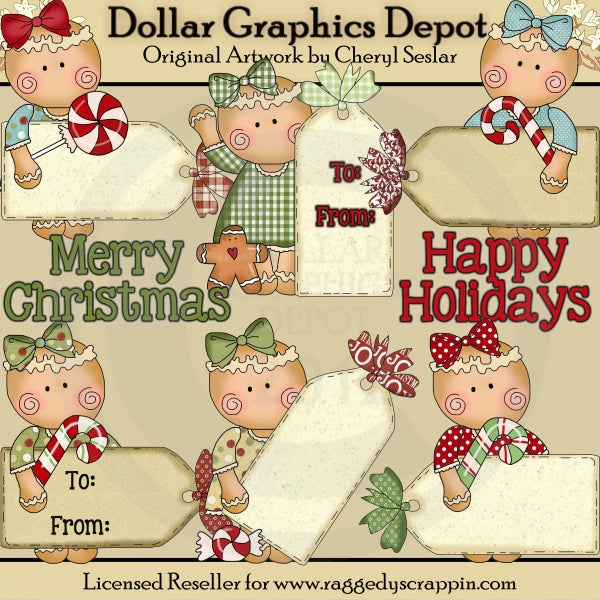 Miss Ginger - Christmas Tags - Clip Art