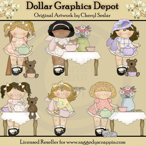My Little Girl - Tea Party - Clip Art