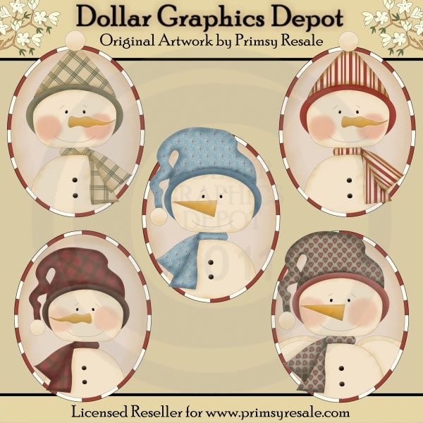 Solo pupazzi di neve - ovali - ClipArt