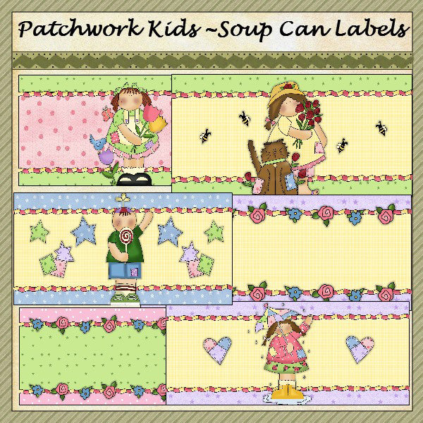 ~Patchwork Kids~ Etiquetas de latas de sopa...(12)
