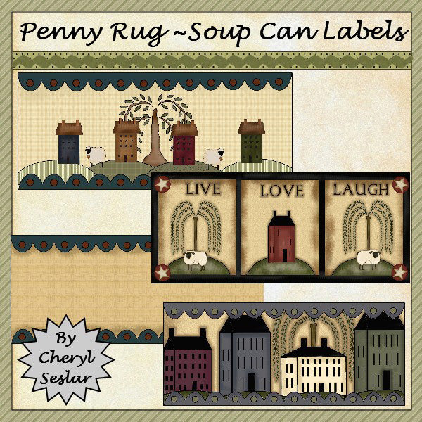 ~Penny Rug~ Etiquetas de latas de sopa...(21)