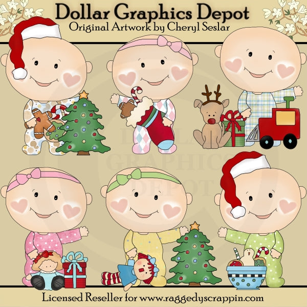 Bebés Pijama - Mañana De Navidad - Clipart