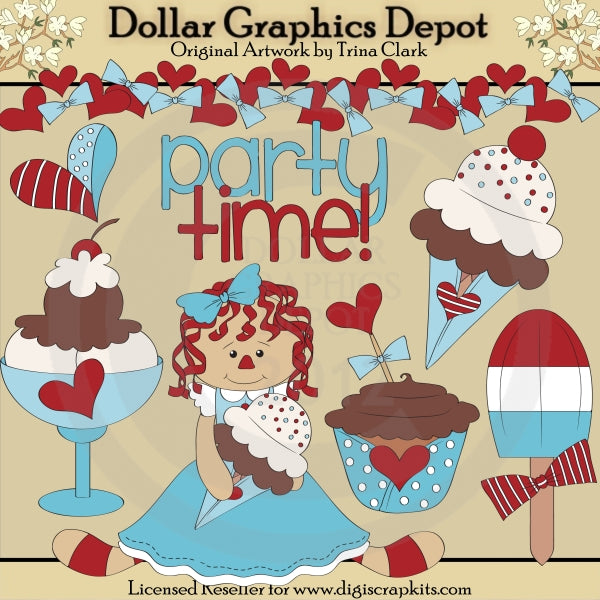 Party Time Raggedy - ClipArt