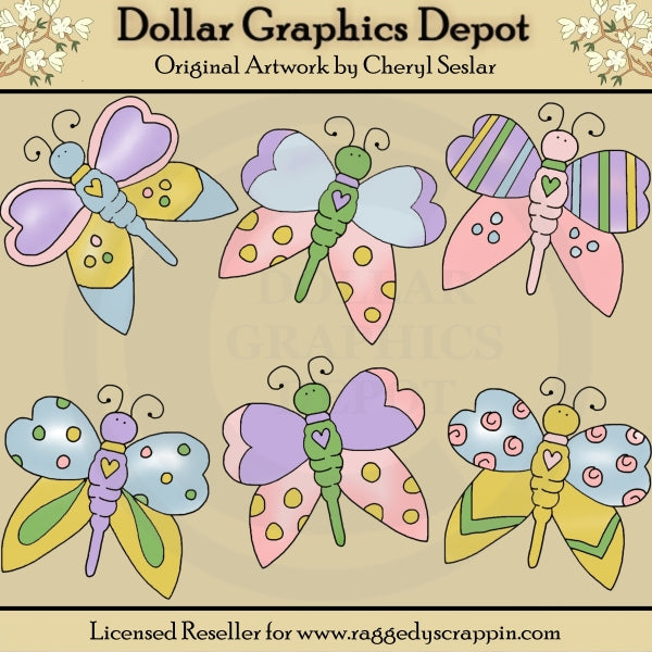 Farfalle pastello - ClipArt