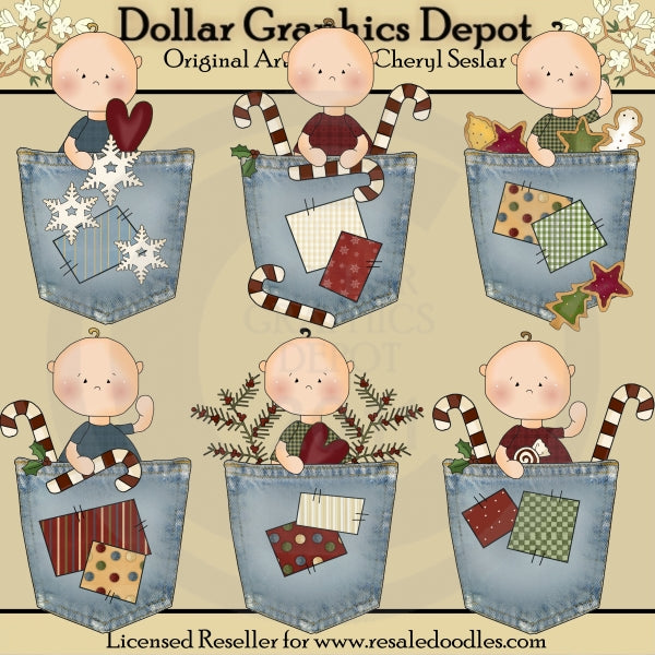 Bebés Patchwork - Bolsillos Navideños - Clipart