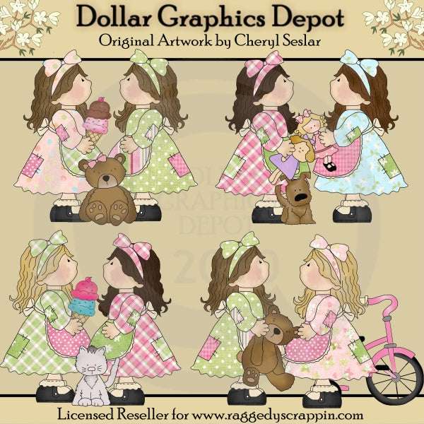 Ragazze patchwork - Amici d'infanzia - ClipArt