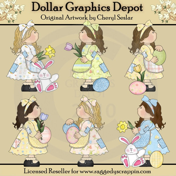 Ragazze patchwork - Tempo di Pasqua - ClipArt