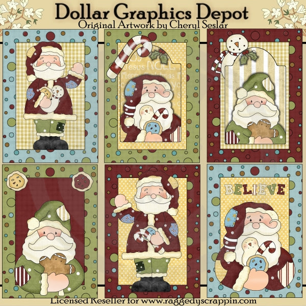 Tarjetas de Papá Noel con retazos