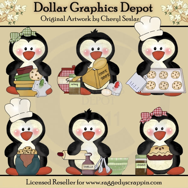 Pinguini in cucina - ClipArt