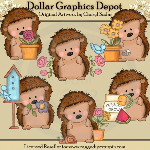 Pepper The Hedgehog - Ama i fiori - ClipArt