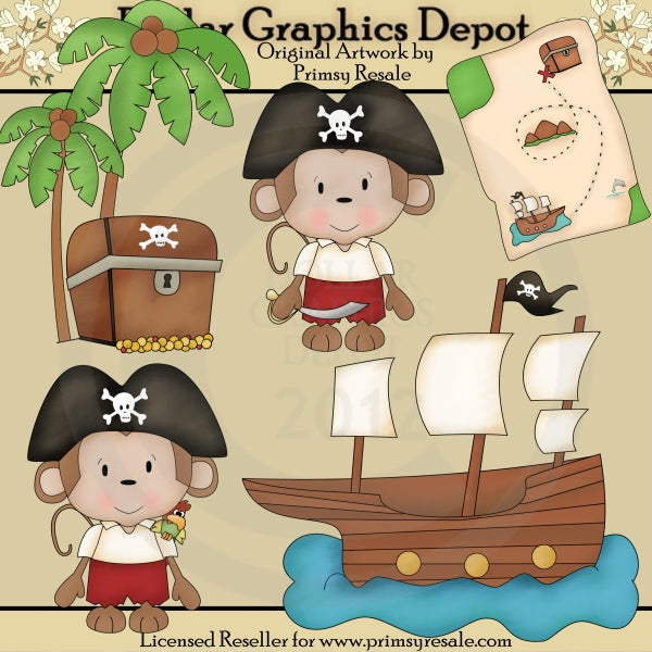 Pirate Monkeys - Clip Art