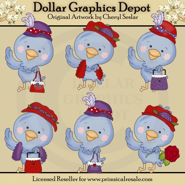 Pájaros Bonitos - Red Hatters - Clipart