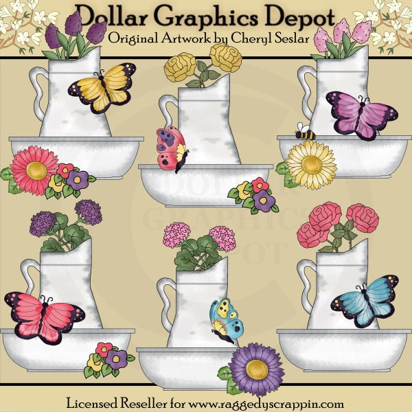 Bacini di fiori piuttosto farfalla - ClipArt