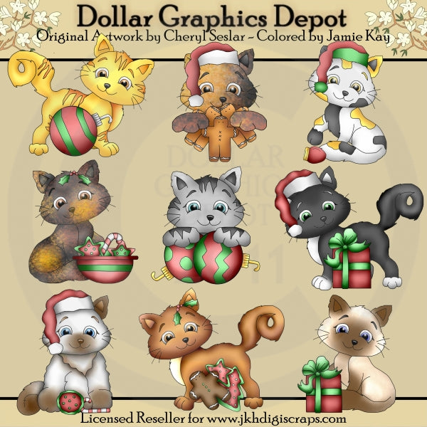 Bonito Gatito Navideño 1 - Clipart