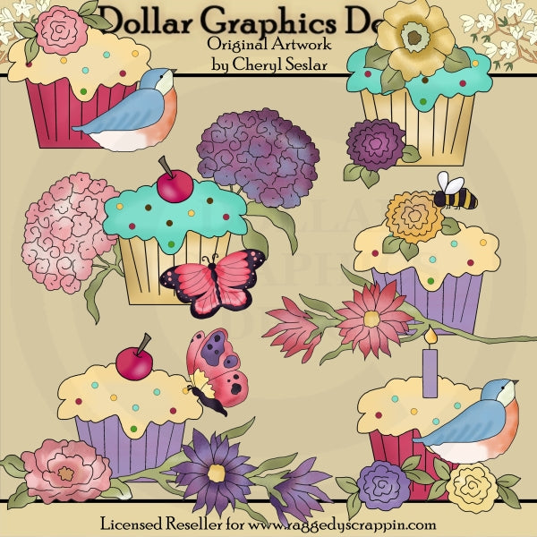 Cupcakes piuttosto floreali - ClipArt