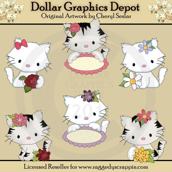 Pretty Kitty - Fiori - ClipArt