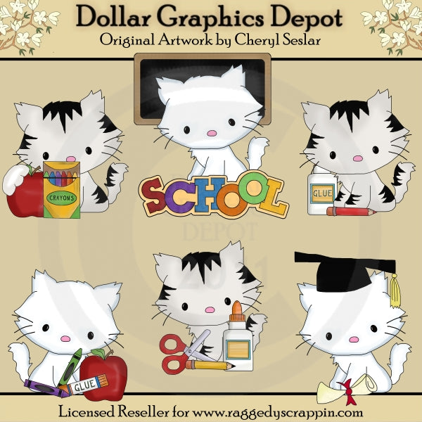 Pretty Kitty - School - Clip Art