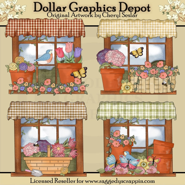 Belle finestre primaverili - ClipArt