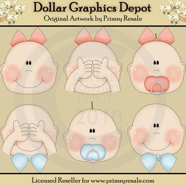 Volti primitivi - Bambini - ClipArt