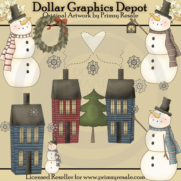 Pupazzo di neve invernale primitivo - ClipArt