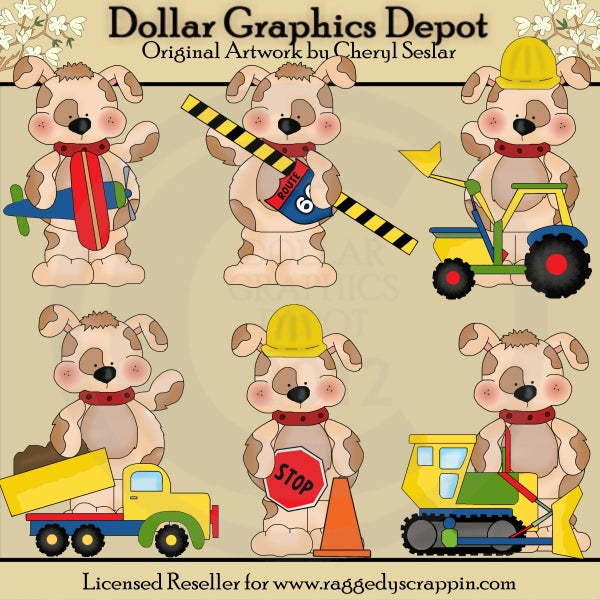 Pups and Trucks - Clip Art