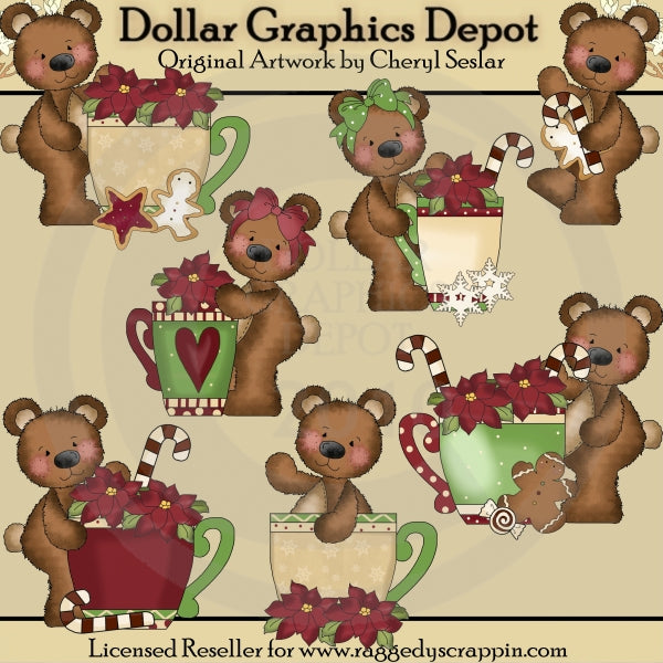 Orsi Raggedy - Tazze di Natale - ClipArt