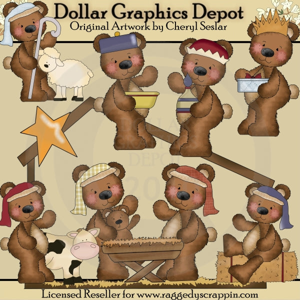 Orsi Raggedy - Natività - ClipArt