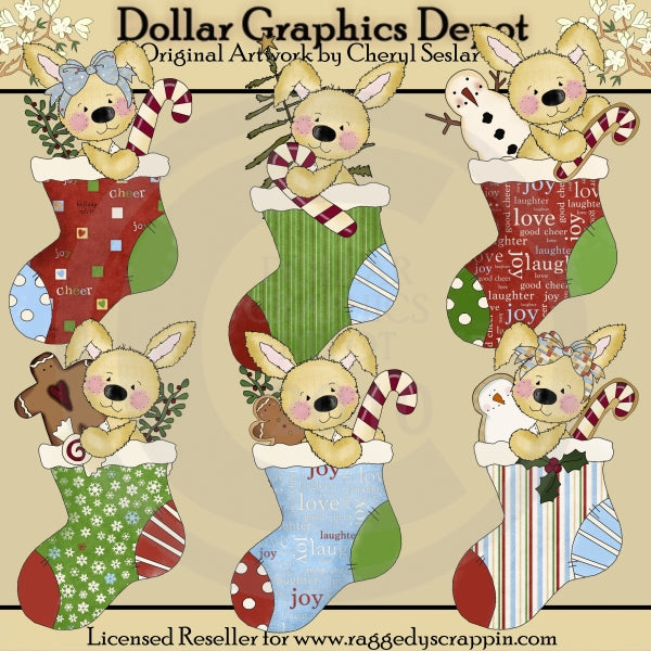 Conejitos Raggedy - Rellenos de medias - Clipart