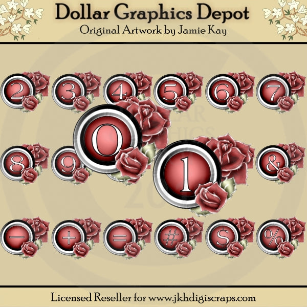 Red Rose Numbers and Symbols