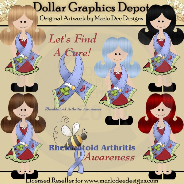 Rheumatoid Arthritis Awareness Girls - Clip Art