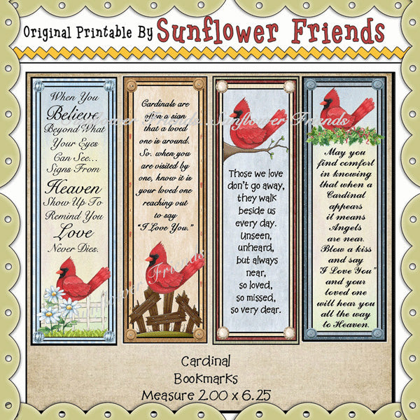 Cardinali rossi...Set di 4 segnalibri