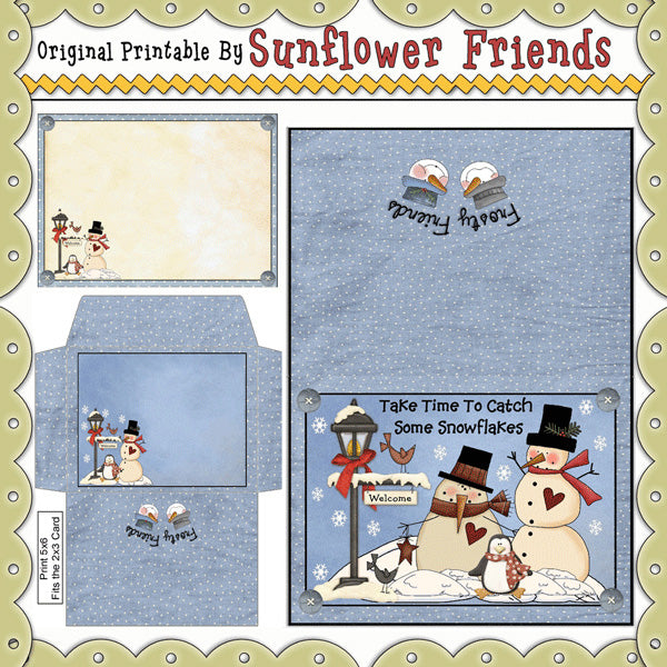 Biglietto con pupazzo di neve e busta (set 102E)