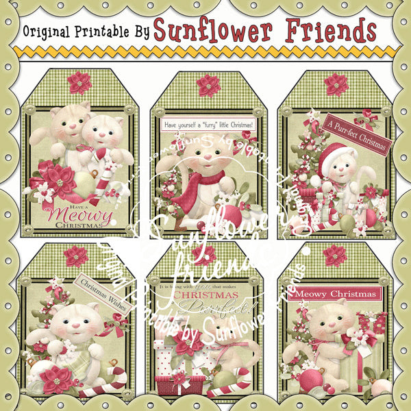 Christmas Cats Gift Tags...Set Of 6